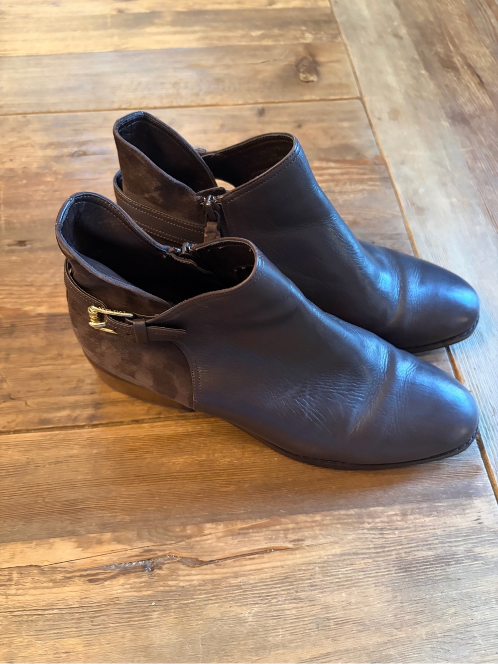 Cole Haan Grand OS Brown Leather Suede Ankle Booties Size 10 B